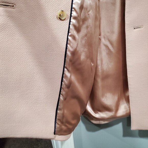 J. Crew Arianna Dusty Pink w/ Navy Collar Contrast TopCoat Wool Blend Size 10 - Picture 7 of 16